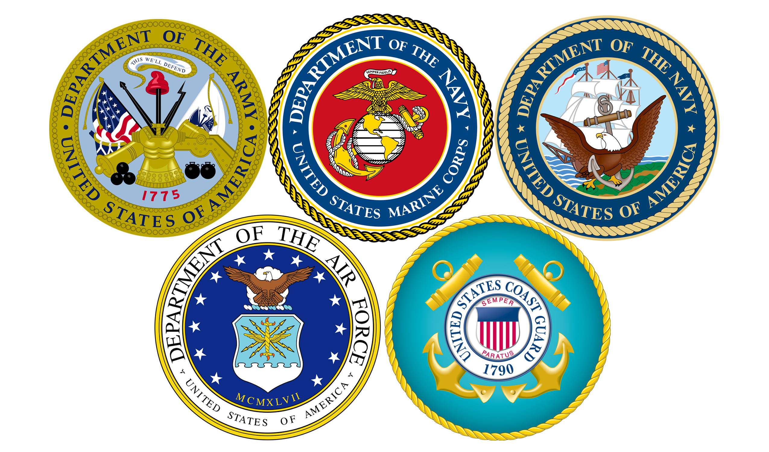 Military-Emblems Military emblems implying veteran friendly trucking company.